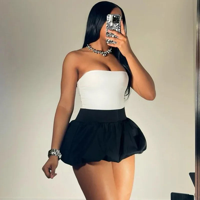 Europe and the United States 2025 sexy women's new solid color versatile Bubble skirt high waist skirt 12 colors in stock