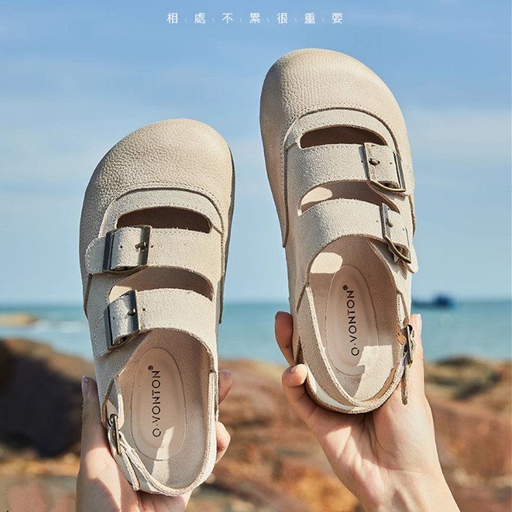 Baotou Sandals Women's Thick-soled Rouge Birkenstock Shoes Women's 2025 Versatile Summer New Wear Casual Semi-Slip Sandals Women
