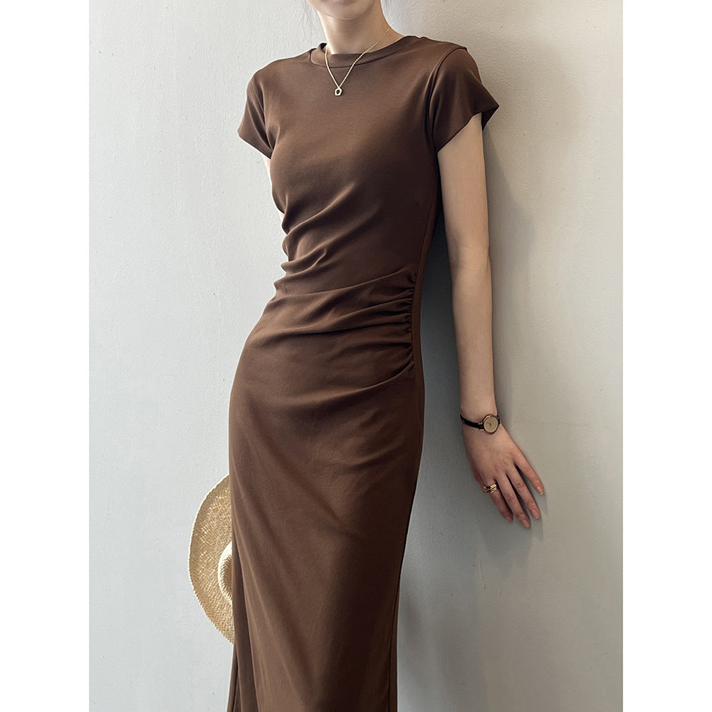 Yanshuang French temperament waist dress Summer new design sense flying sleeve T-shirt dress 80986