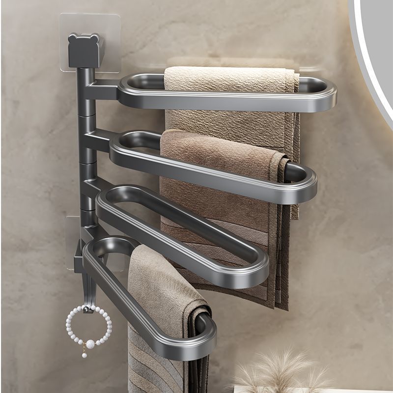 Bathroom rotating towel rack wall mounted punching-free slipper rack hanging bar bathroom storage rack multi-pole hanger artifact