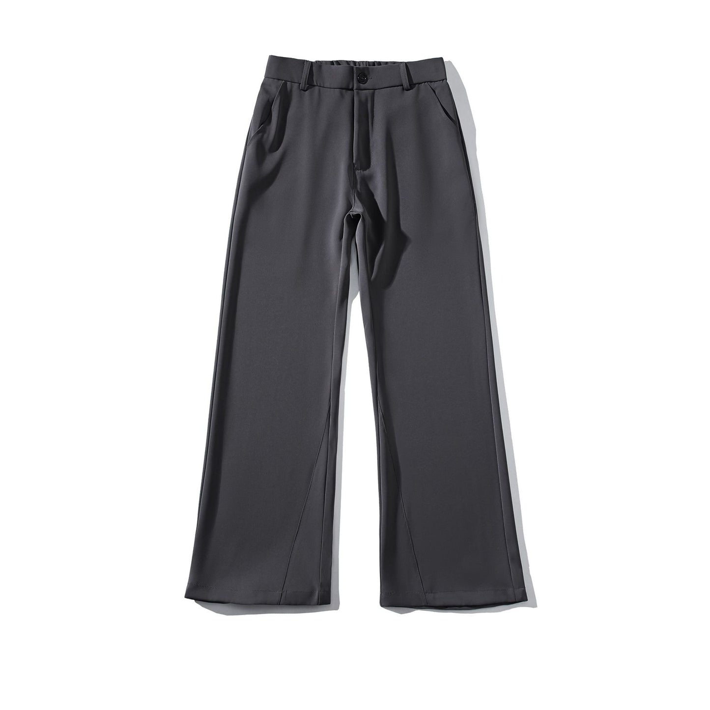 LKTM men's summer black slightly flared trousers, men's vibe, high-quality ice silk, loose draped slacks