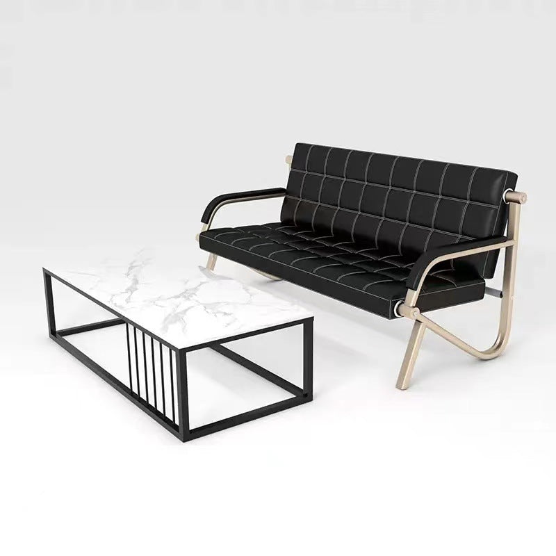Office sofa reception simple modern iron business office three-person sofa middle coffee table table combination