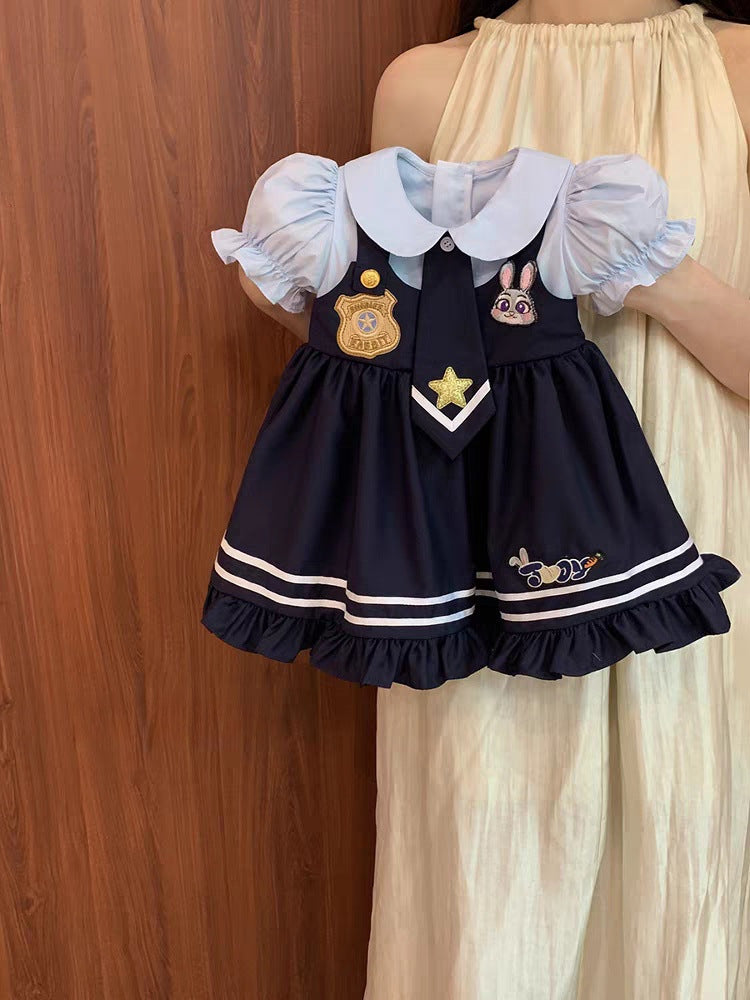 Ningli girl Lolita princess dress foreign style 2025 new summer girl baby rabbit police dress trend