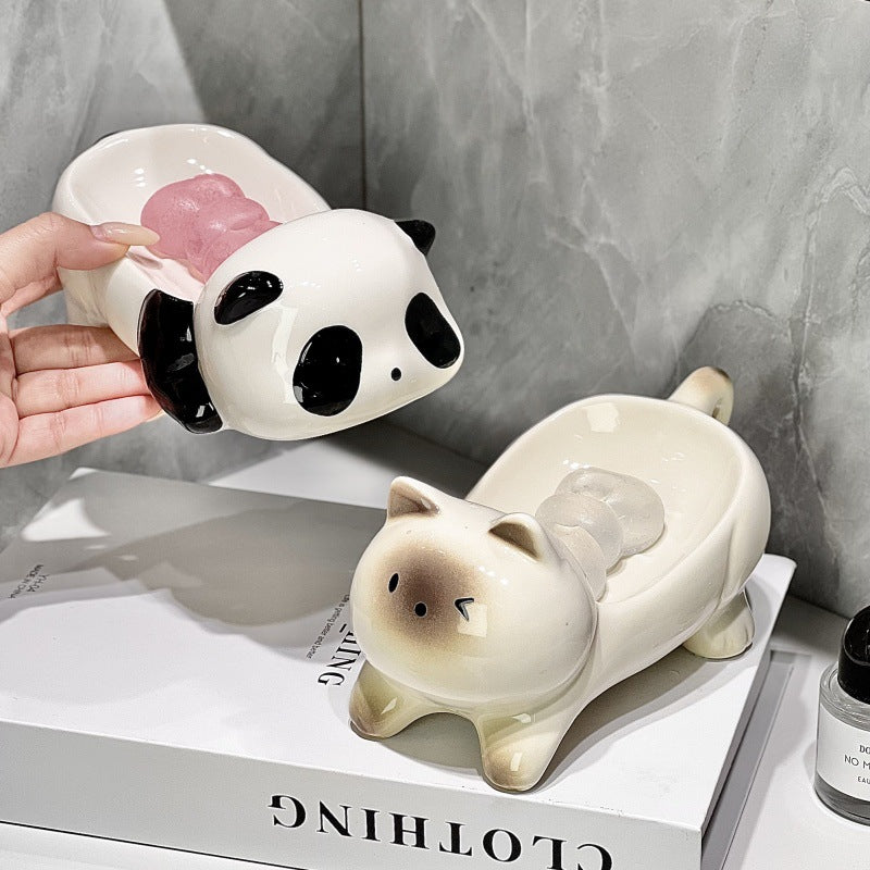 The new high-value light luxury ceramic soap tray is free of punching and draining holes, and the design of household goodies is bathroom soap storage