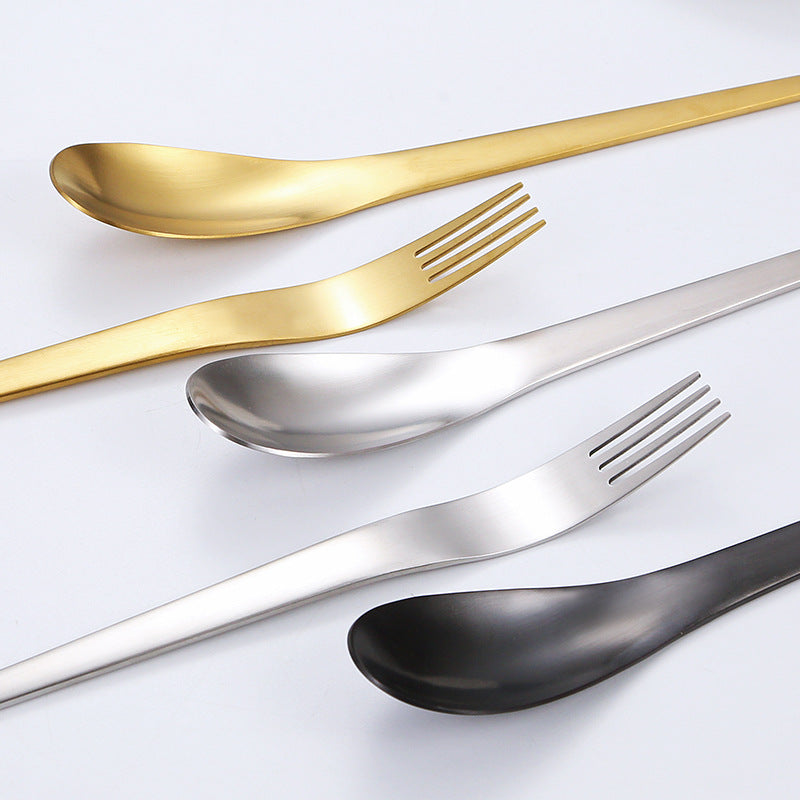 Cross-border 304 stainless steel cutlery set Sanded western food knife, fork and spoon 4-piece set of gold-plated steak cutlery set