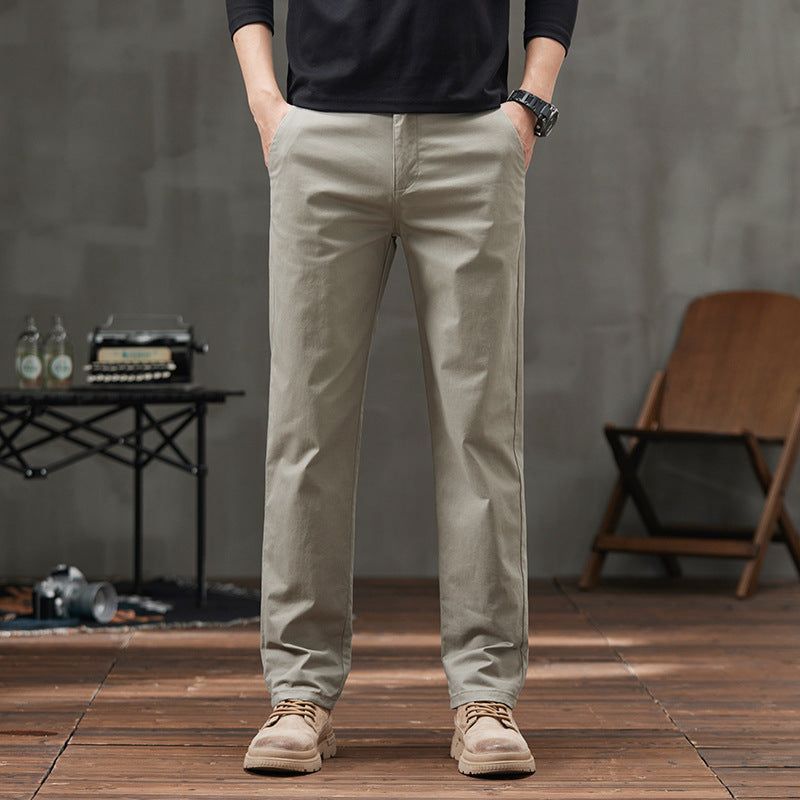 Men's Cotton Slacks Straight Business Loose Trend 2025 Summer New High-end Breathable Versatile Pants Men
