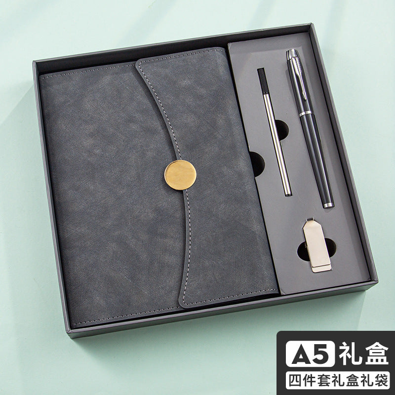 A5 tri-fold notebook gift box set business high-end book and pen company school gift can print logo gift