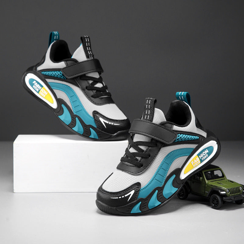 Boys shoes children's sneakers 2024 autumn and winter new leather waterproof soft sole boys running shoes warm wholesale