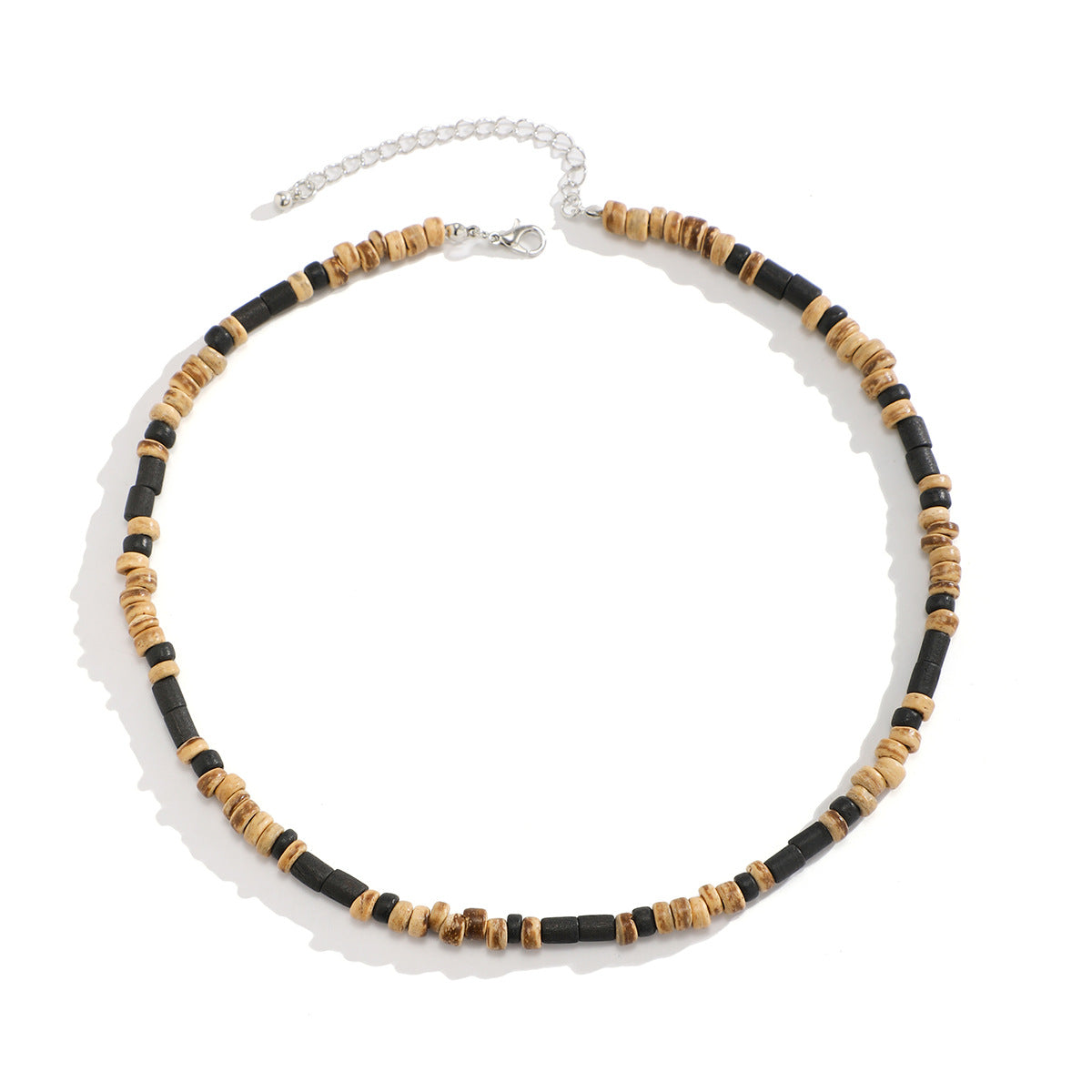 European and American cross-border jewelry men's bohemian wooden bead splicing beaded necklace niche versatile simple necklace men