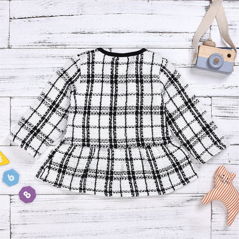 Three-color optional Amazon popular long-sleeved dress two-piece children's clothing baby small fragrance suit one-piece replacement