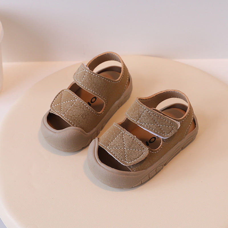 Anti-collision baby shoes simple baby girl toe sandals toddler shoes baby soft soled boy beach shoes 1-3 years old