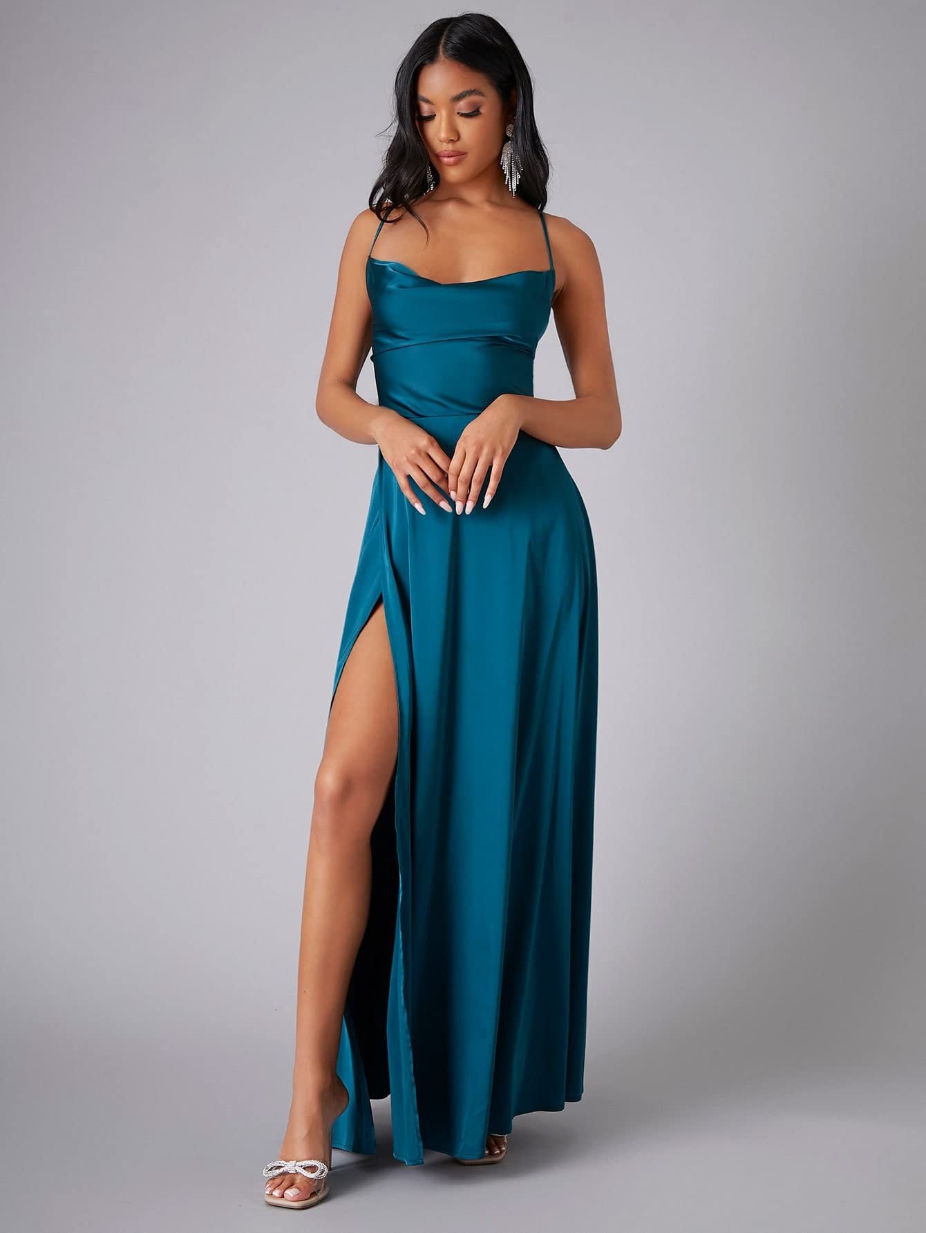 2024 new European and American foreign trade women's clothing sexy slim slim backless Amazon suspender waist dress long skirt