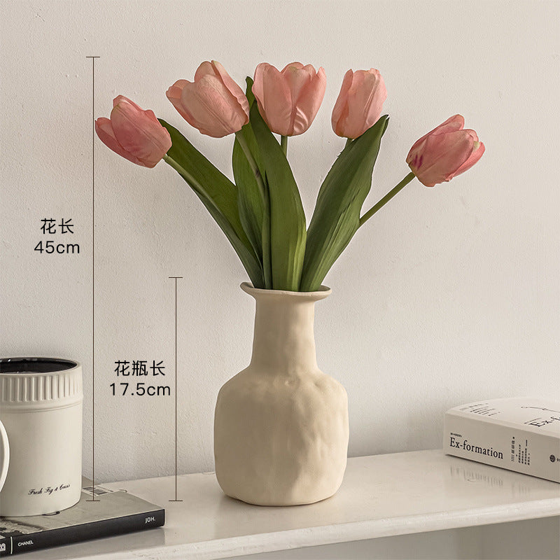 ins style high value tulip simulated flower fake flower wet ornament decoration table living room office decoration factory