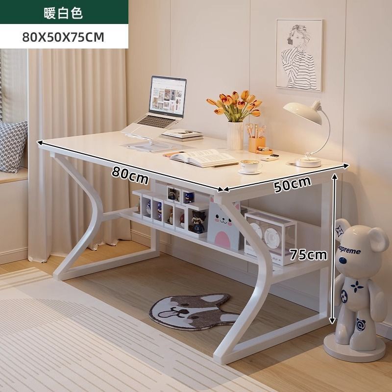 Desk, bedroom, student's study, writing, study desk, creamy style, home, simple desktop computer desk, office desk