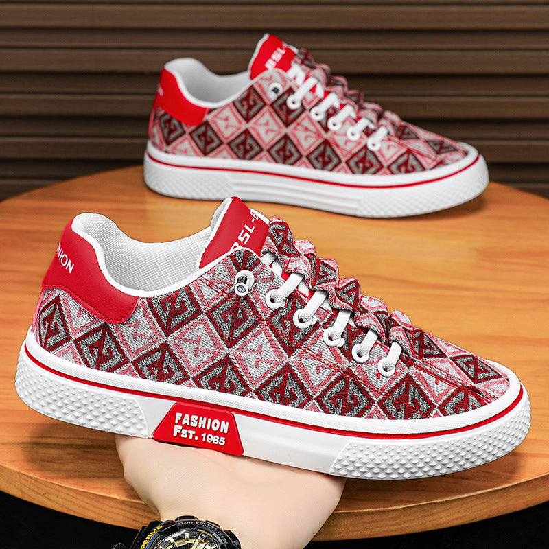Summer 2024 New Trendy Versatile Breathable Casual Canvas Shoes Men's Round Toe Low Top Flat Men's Sneakers Trendy Shoes