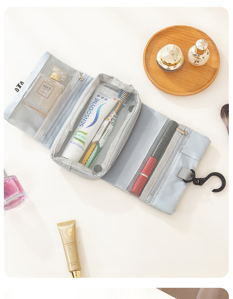 Japanese style stampless buckle folding toiletry bag hook for men and women on business trip amenities storage bag toiletry bag