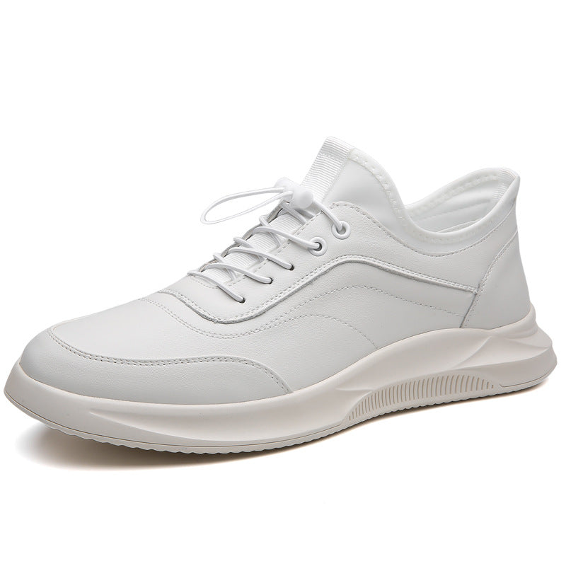Casual shoes men's spring 2025 new versatile men's leather soft-soled sports shoes breathable white travel shoes