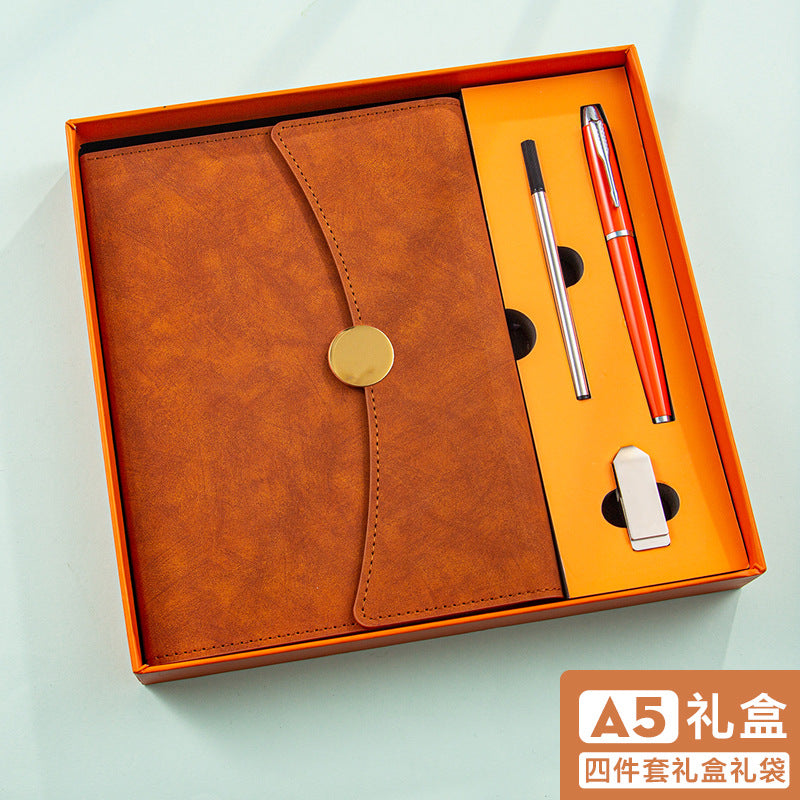 A5 tri-fold notebook gift box set business high-end book and pen company school gift can print logo gift