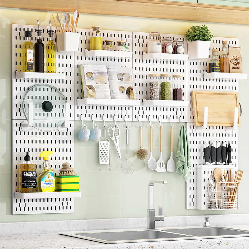Hole board, non-perforated shelf, wall kitchen decoration bracket, spice knife holder, pot lid holder, storage artifact