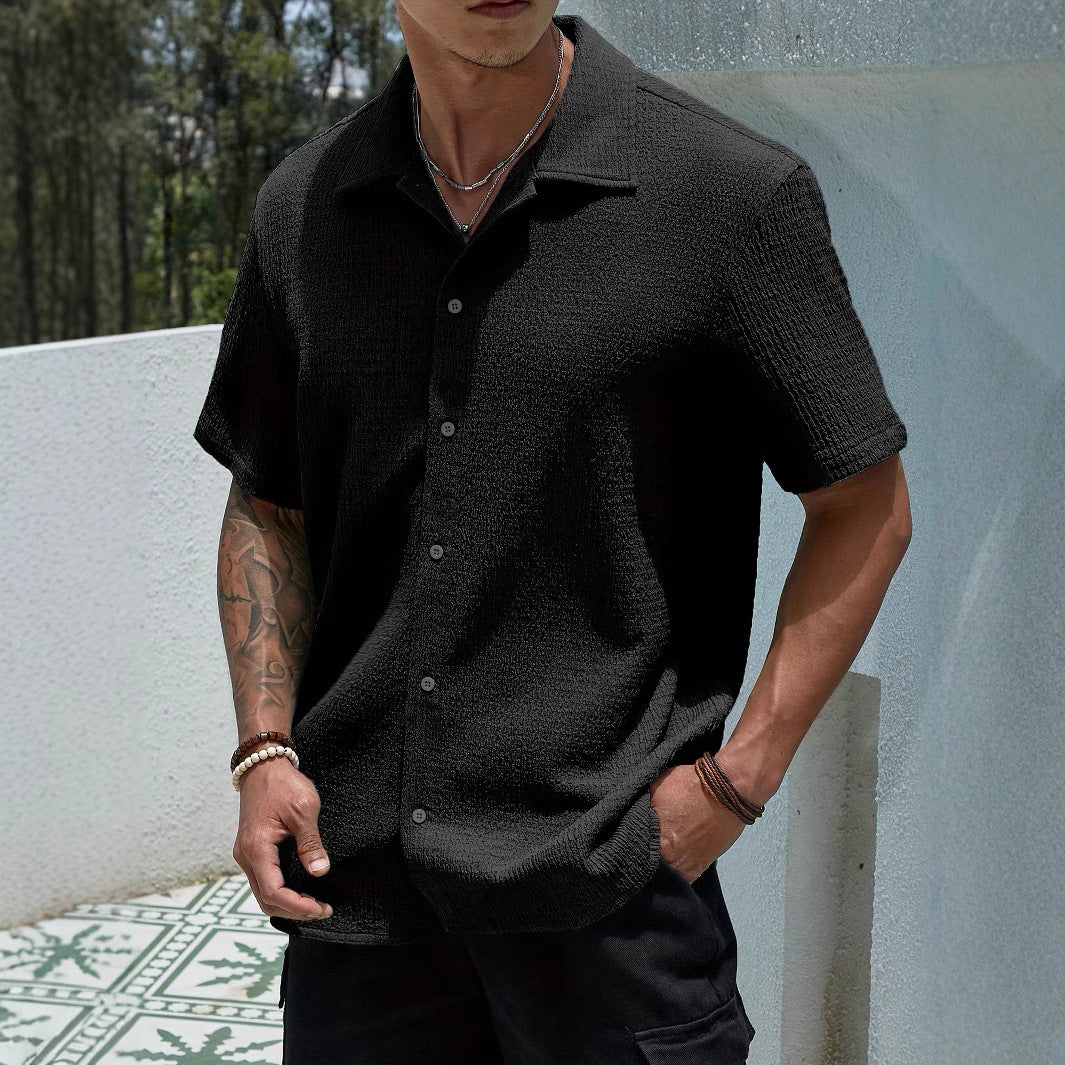 Exclusive for temu shein amazon cross-border foreign trade men's shirt 2024 summer new men's solid color short