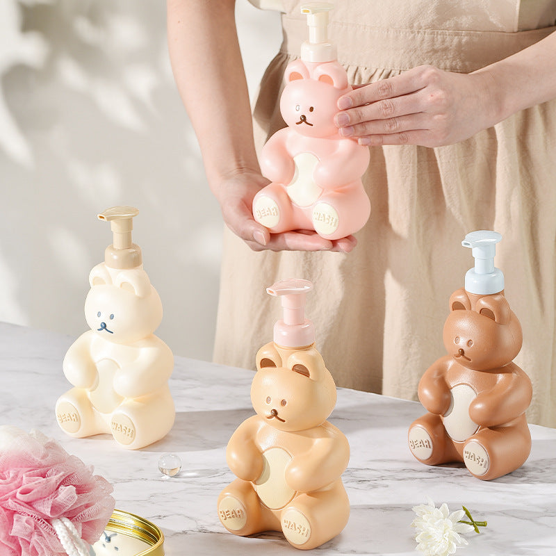 Korean cartoon bear sparkling bottle cute press-type portion bottle hand sanitizer mousse foam bottle travel foam bottle