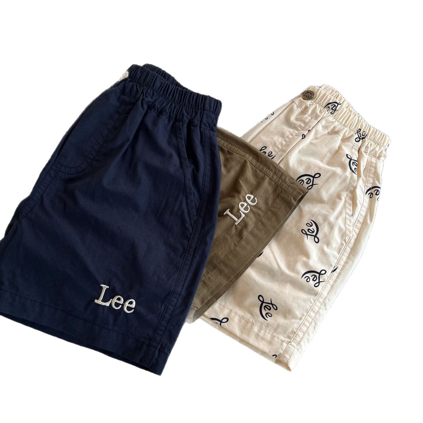 Thin children's shorts 2025 summer new men and women embroidered letter cotton pants baby Japanese fashion brand five-point pants