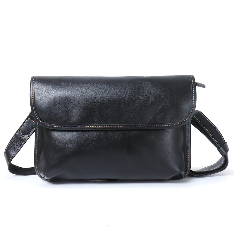 Top layer cowhide men's shoulder bag, fashionable casual tiger head bag, leather crossbody bag, vegetable tanned leather men's bag, trendy pouch