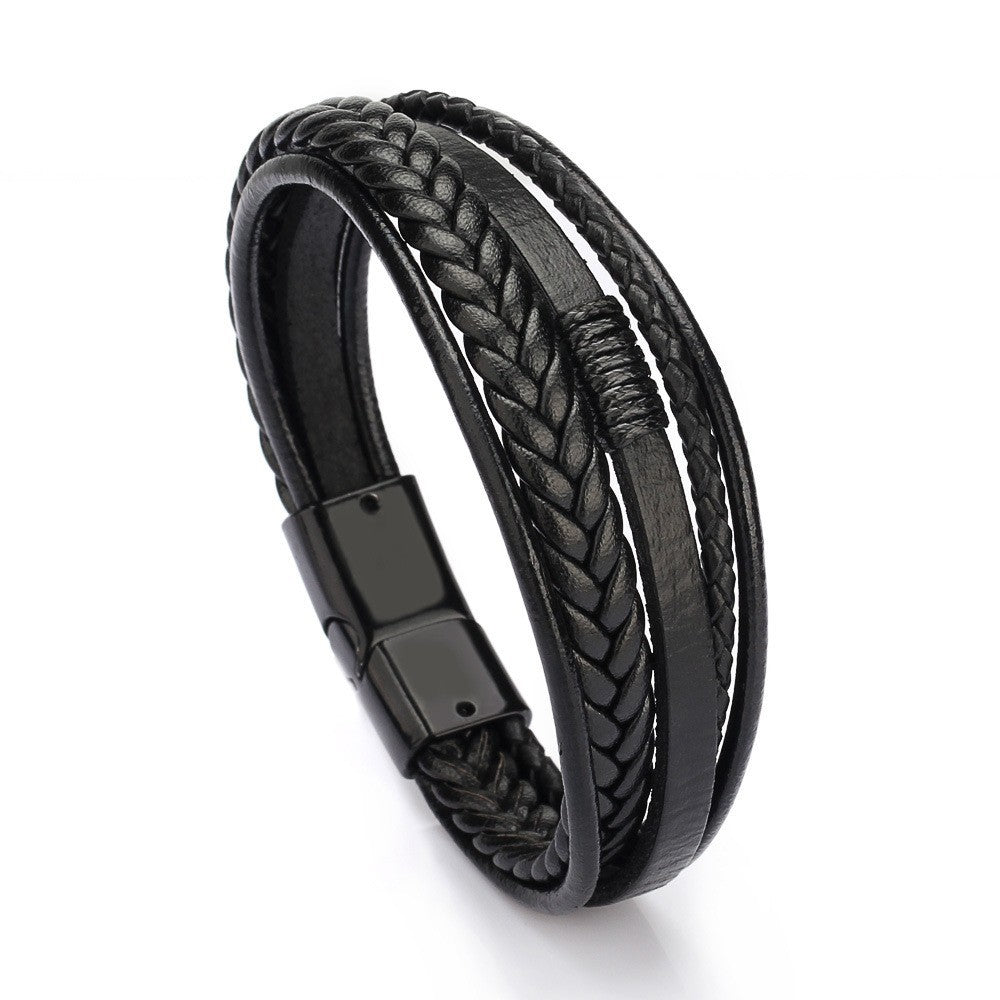 Cross-border hot selling original European and American jewelry fashion leather rope hand-woven bracelet men's bracelet ethnic style jewelry