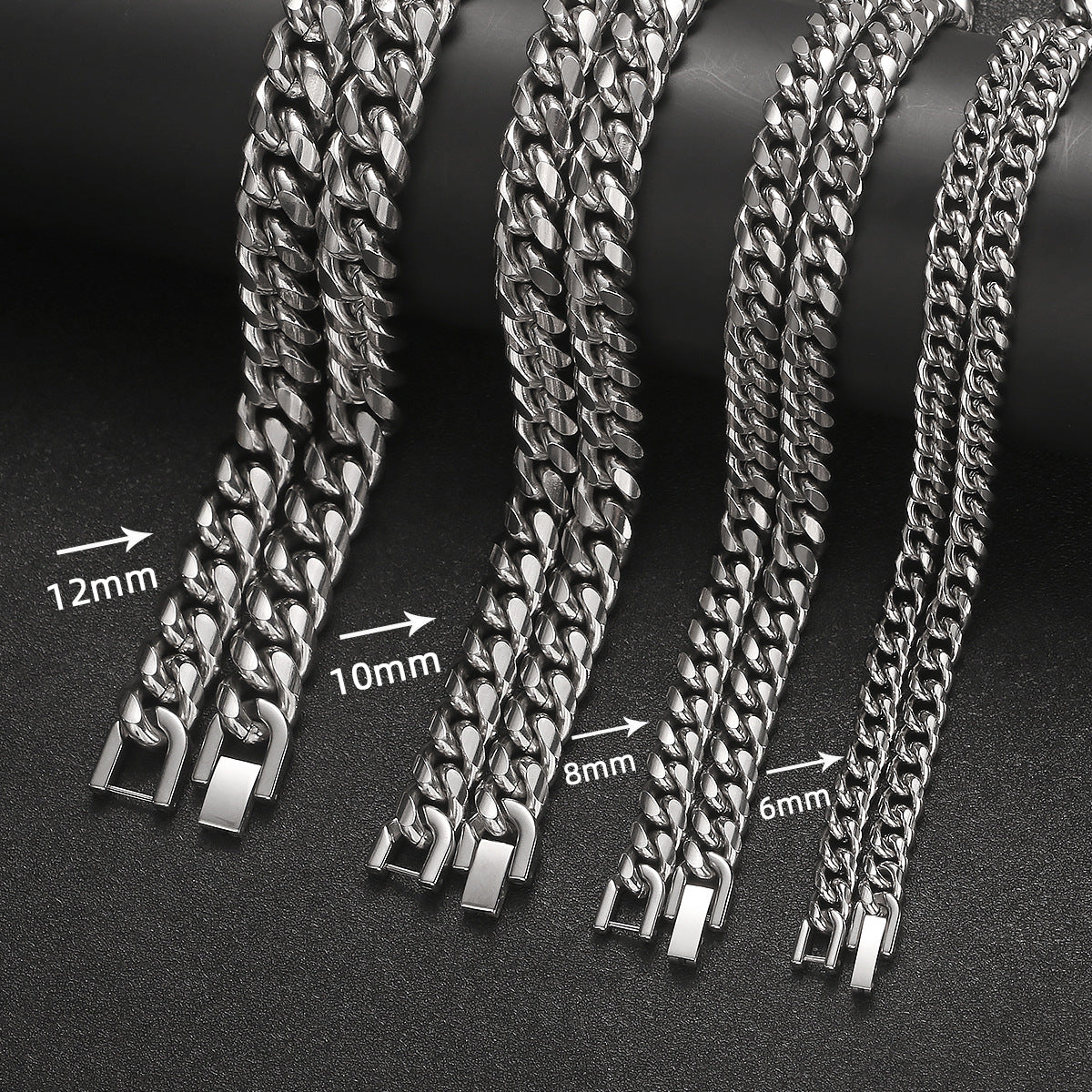 Titanium steel cuba chain hip hop necklace stainless steel round grinding crypto chain fashion men's jewelry buckle titanium steel necklace jewelry