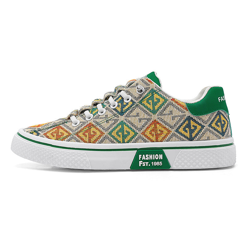 Summer 2024 New Trendy Versatile Breathable Casual Canvas Shoes Men's Round Toe Low Top Flat Men's Sneakers Trendy Shoes