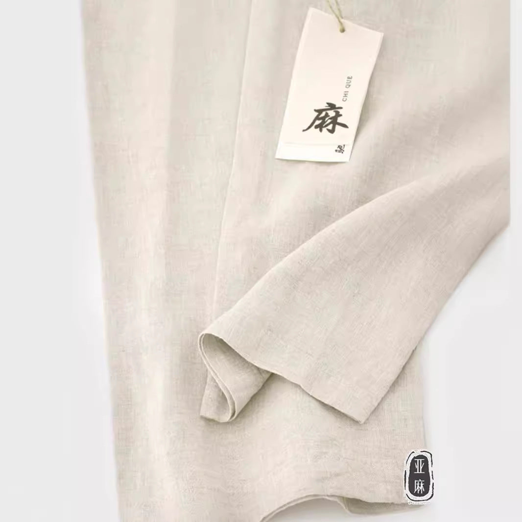 New Chinese Linen Pants Men's Summer Thin Comfortable Breathable Straight Leg Casual Pants Loose Cotton Linen Pants Plus Size
