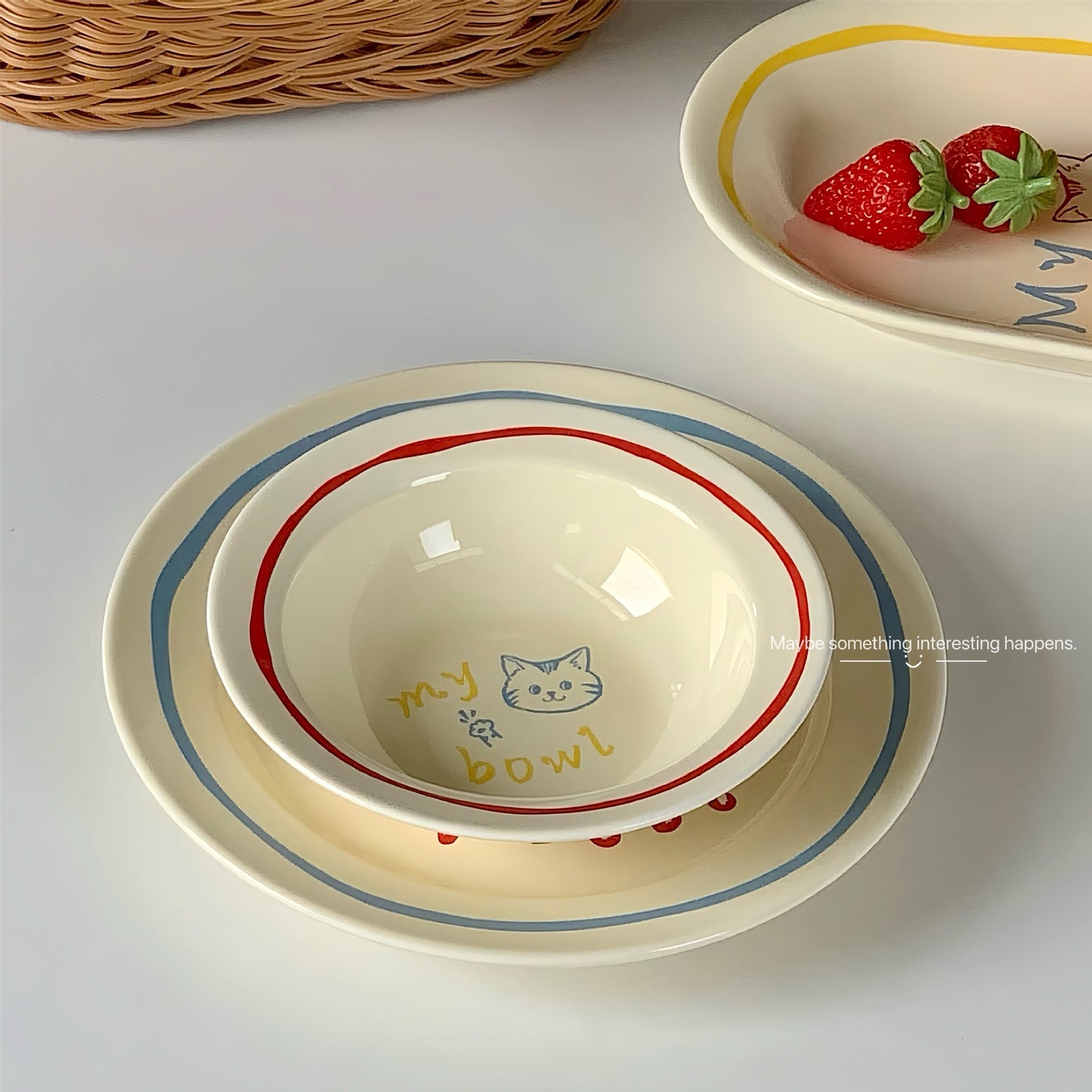 Blogger's same cream-colored ceramic plate ins, high-value Xiaohongshu Internet celebrity dinner plate, creative dessert cake plate