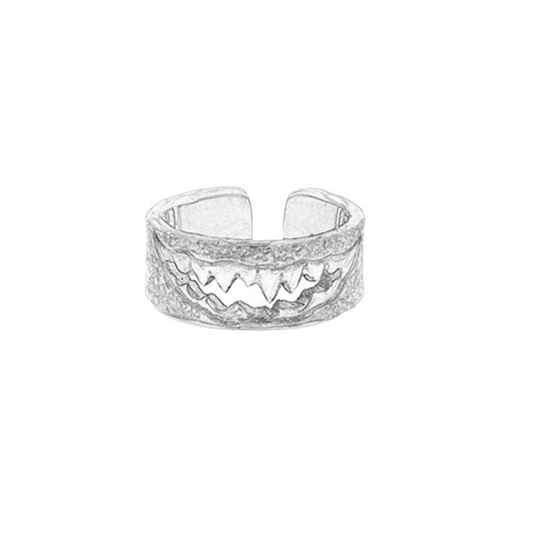 Creative trend opening ring black men's domineering vintage shark ring luxury niche design accessory