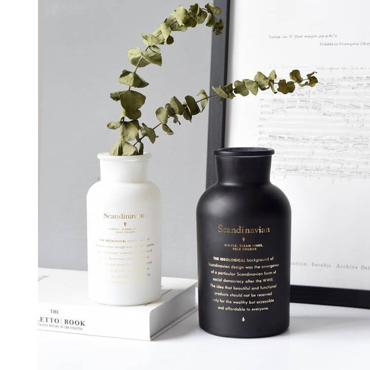 Nordic glass vase flower arrangement hydroponic ins style matte hot stamping table ornament creative home frosted bottle