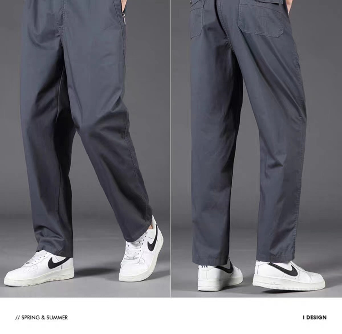 Summer 2025 Thin Casual Pants Men's Loose Straight Plus Size Wide Leg Teen Khaki Business Cargo Pants