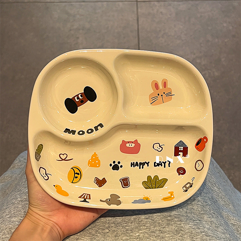 Cute moon dog ceramic tableware high value ins dinner plate, rice bowl, salad bowl, soup plate, household dish plate gift box