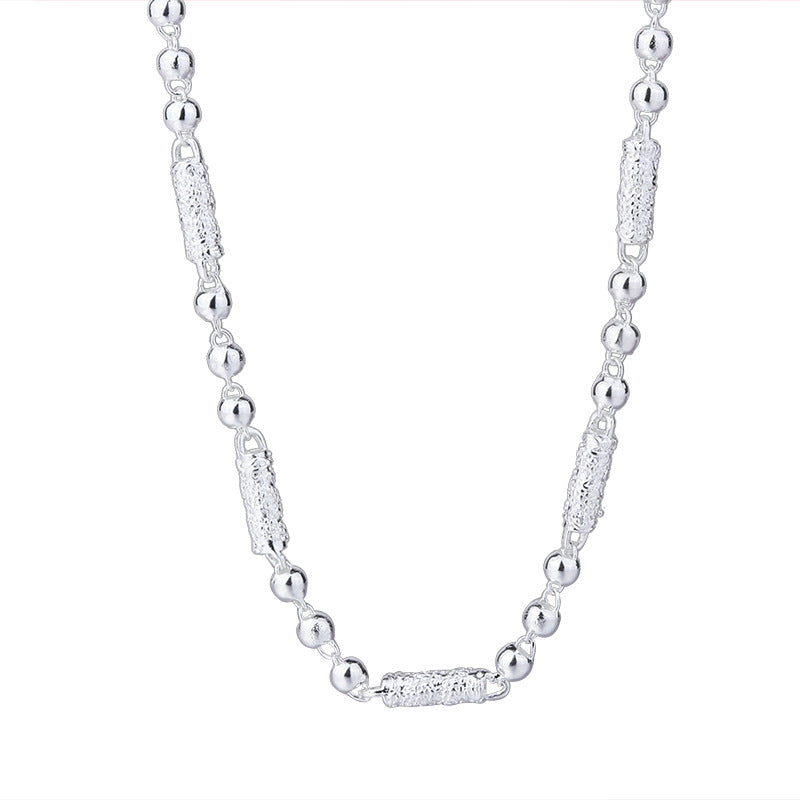 High quality electroplating S925 silver trend men's beads simple jewelry high-end snake bone chain light luxury jewelry necklace
