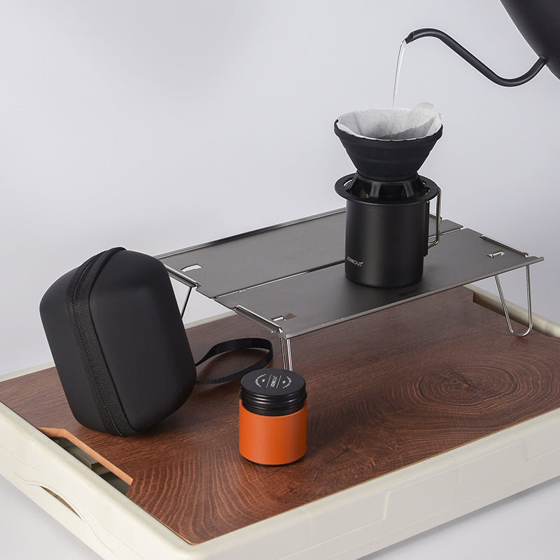 Cross-border pour-over coffee set, travel car, camping, portable silicone starter combination, gift box, integrated slag separation, outdoor