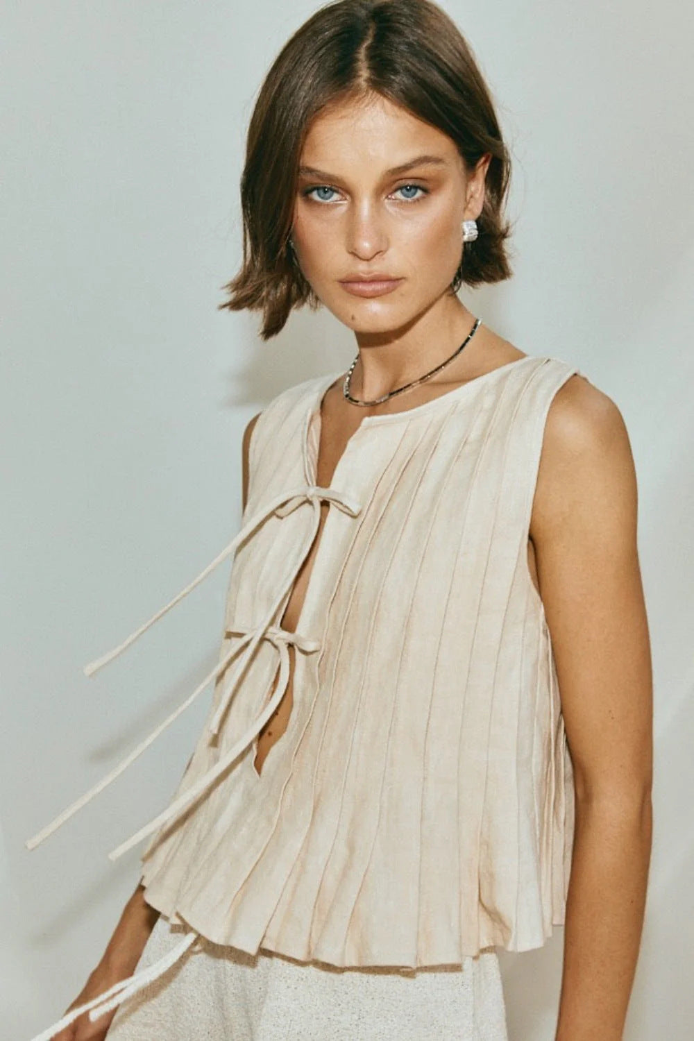 6-color full yard spot European and American cross-border explosive breathable cotton and linen pressed pleated sleeveless strappy blouse high street long skirt