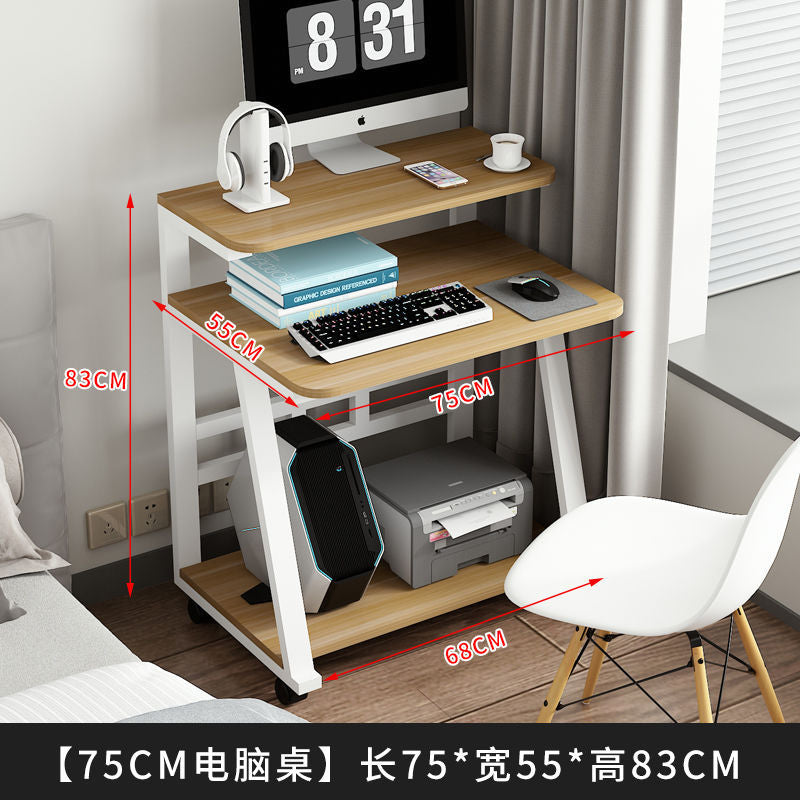 TRQ Mini Computer Desk Small Home Desktop Desk Movable Computer Desk Double Decker Desk Modern and Minimalist