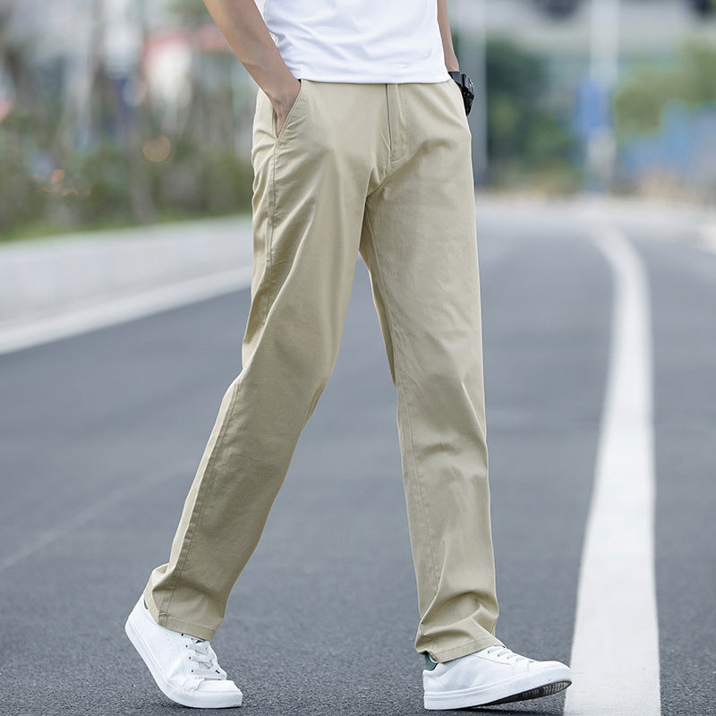 Cotton slacks men's 2025 new straight leg loose pants summer versatile business men's plus size trousers thin