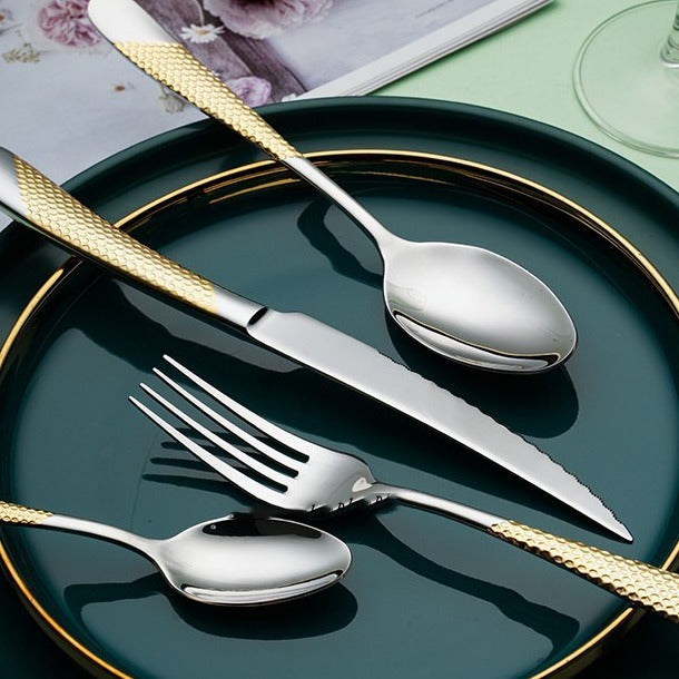 European style stainless steel couple steak knife, fork and spoon commercial household western tableware knife, fork and spoon three-piece set