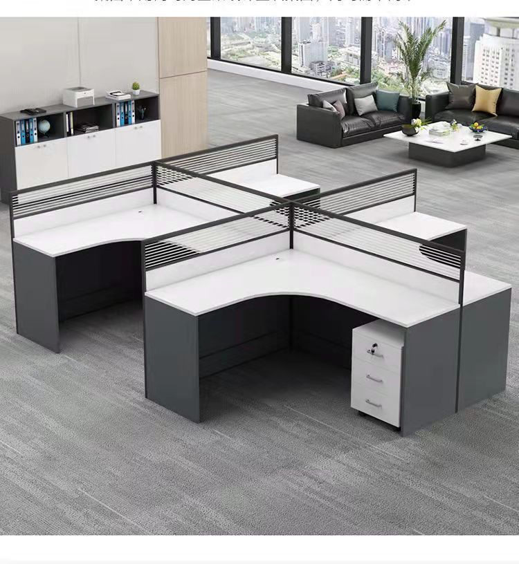 Modern minimalist office, computer desk, desk chair, desk for four or six people, combination staff desk, screen card seat