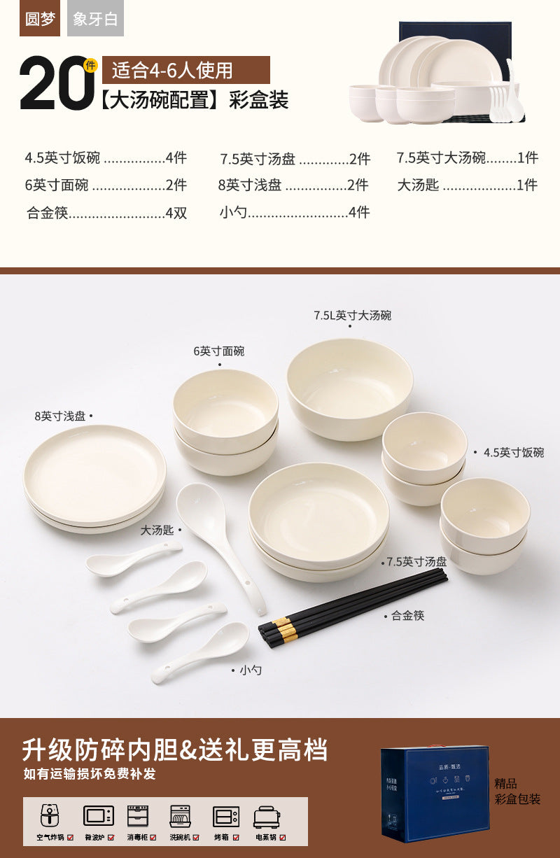 Ceramic Bowl Plate Cutlery Set