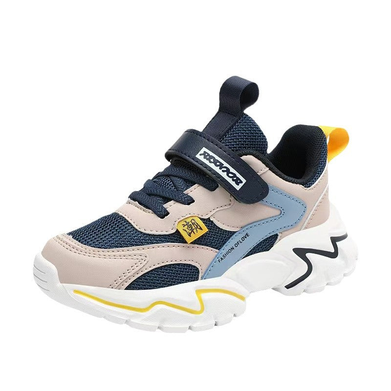 Boys' shoes spring 2025 new mesh breathable medium and large children's soft soles lightweight elementary school running children's sneakers