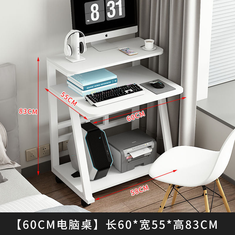 TRQ Mini Computer Desk Small Home Desktop Desk Movable Computer Desk Double Decker Desk Modern and Minimalist