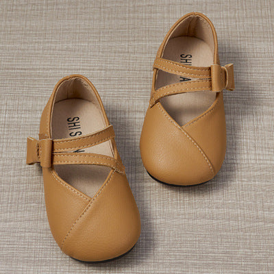 Toddler princess shoes baby toddler 1-5 soft sole girls' spring and autumn anti-slip Velcro soft sole Korean breathable leather shoes 2