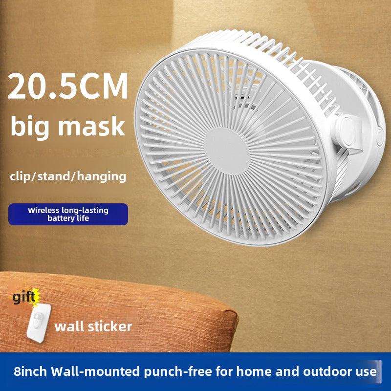 8 inch rechargeable fan, portable desktop, USB fan, kitchen, toilet, wall-mounted fan, counter, clip-on student dormitory