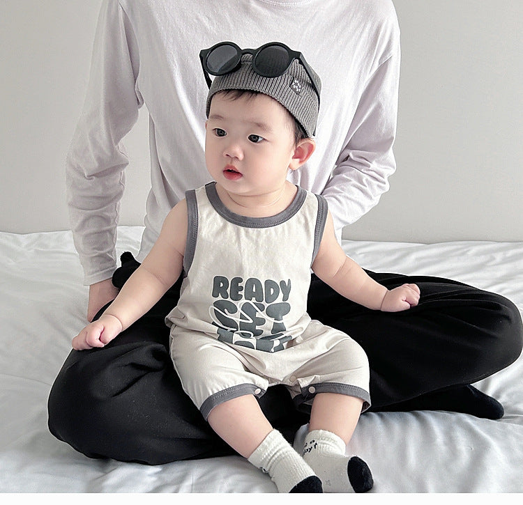 Baby onesies, summer thin Korean version of baby boy clothes, summer clothes, cool vests, newborn toddlers, summer climbing clothes