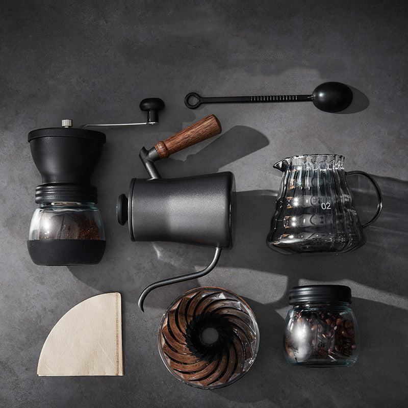Hand-made coffee pot set, household grinding bean combination, sharing pot, filter cup method, press pot, Moka pot, coffee maker